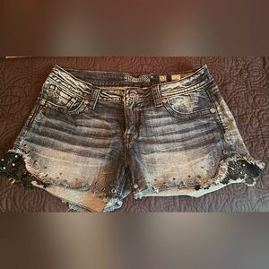 Miss Me Grommet and Black Lace Shorts